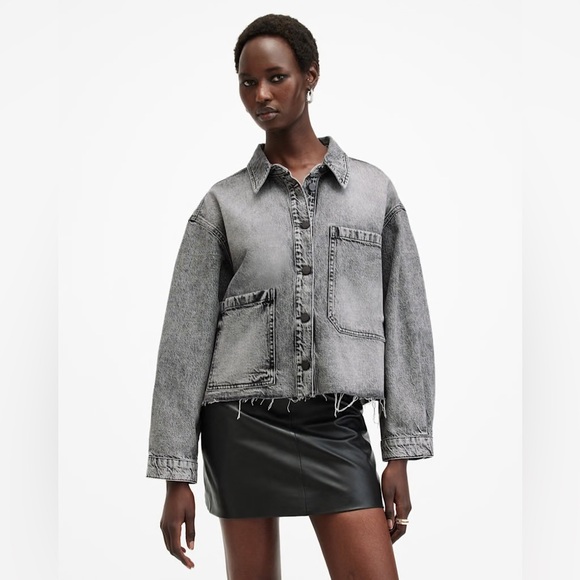 All Saints Nicky oversized denim shirt jacket XS - Picture 1 of 3